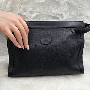 Gucci Black Leather G Logo Clutch